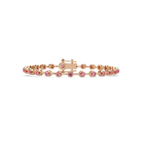 Round tourmaline pink colorstone tennis bracelet in rose gold