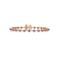 Round amethyst purple colorstone tennis bracelet in rose gold