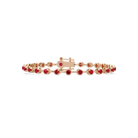 Round ruby red colorstone tennis bracelet in rose gold
