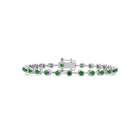 Round emerald green colorstone tennis bracelet in white gold