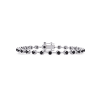 Round onyx colorstone tennis bracelet in white gold