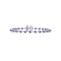 Round amethyst purple colorstone tennis bracelet in white gold