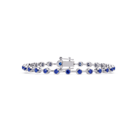 Round sapphire blue colorstone tennis bracelet in white gold