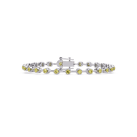 Round citrine yellow colorstone tennis bracelet in white gold