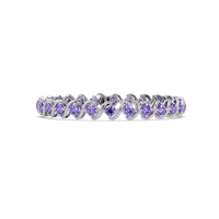 Round amethyst purple colorstone swirl-link tennis bracelet in white gold