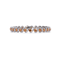 Round champagne topaz colorstone swirl-link tennis bracelet in white gold