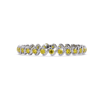 Round citrine yellow colorstone swirl-link tennis bracelet in white gold