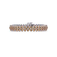 Diamond-lattice round champagne topaz colorstone tennis bracelet in white gold