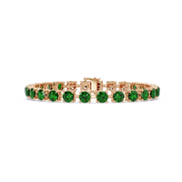 Classic round emerald green colorstone tennis bracelet in rose gold
