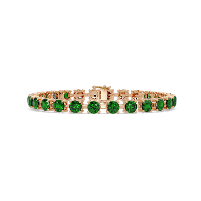 Classic round emerald green colorstone tennis bracelet in rose gold