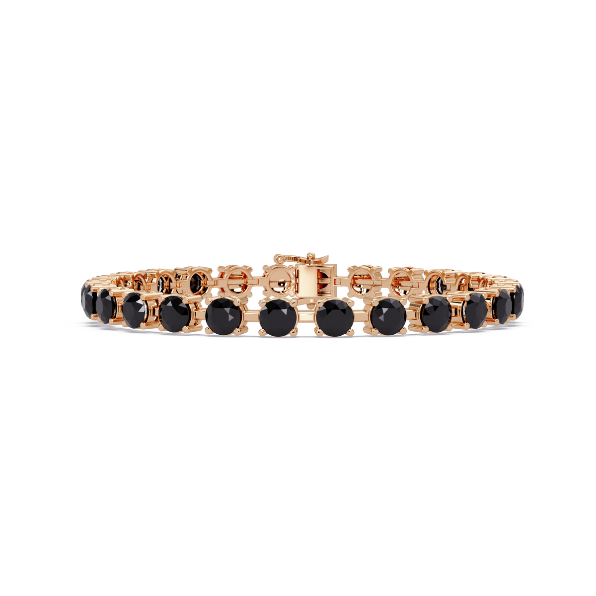 Classic round onyx colorstone tennis bracelet in rose gold