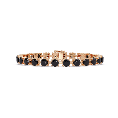 Classic round onyx colorstone tennis bracelet in rose gold