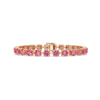 Classic round tourmaline pink colorstone tennis bracelet in rose gold