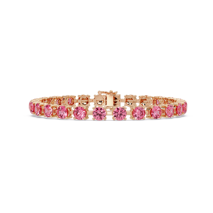 Classic round tourmaline pink colorstone tennis bracelet in rose gold