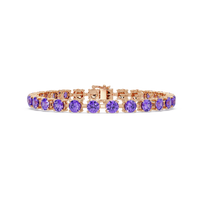 Classic round amethyst purple colorstone tennis bracelet in rose gold