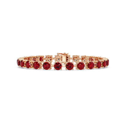 Classic round ruby red colorstone tennis bracelet in rose gold