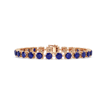 Classic round sapphire blue colorstone tennis bracelet in rose gold