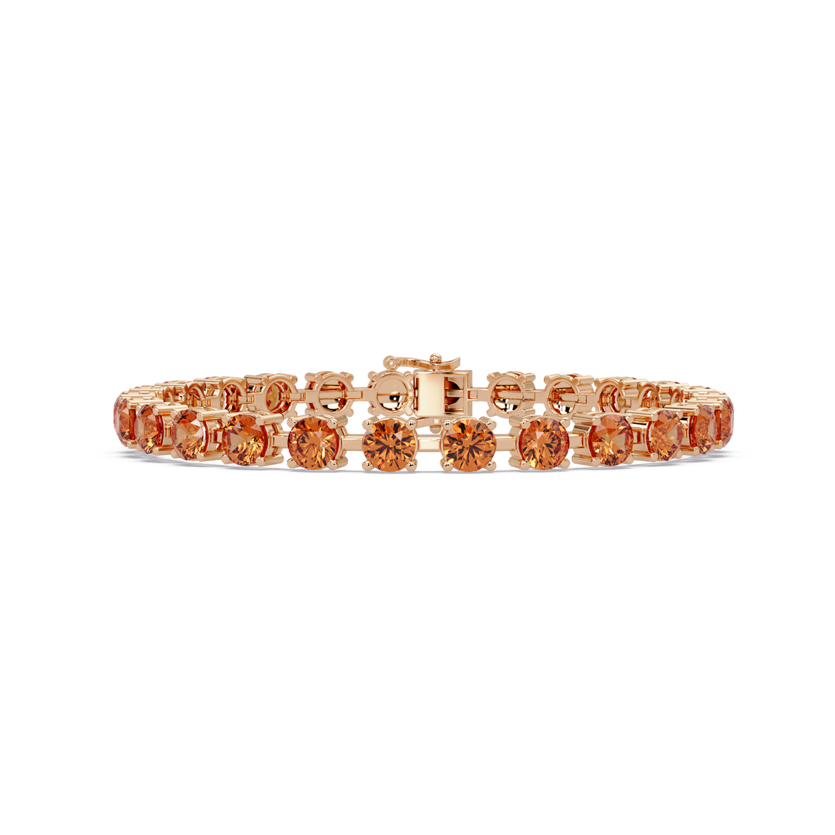Classic round champagne topaz colorstone tennis bracelet in rose gold