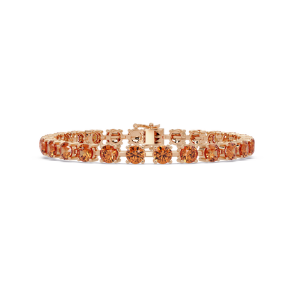 Classic round champagne topaz colorstone tennis bracelet in rose gold