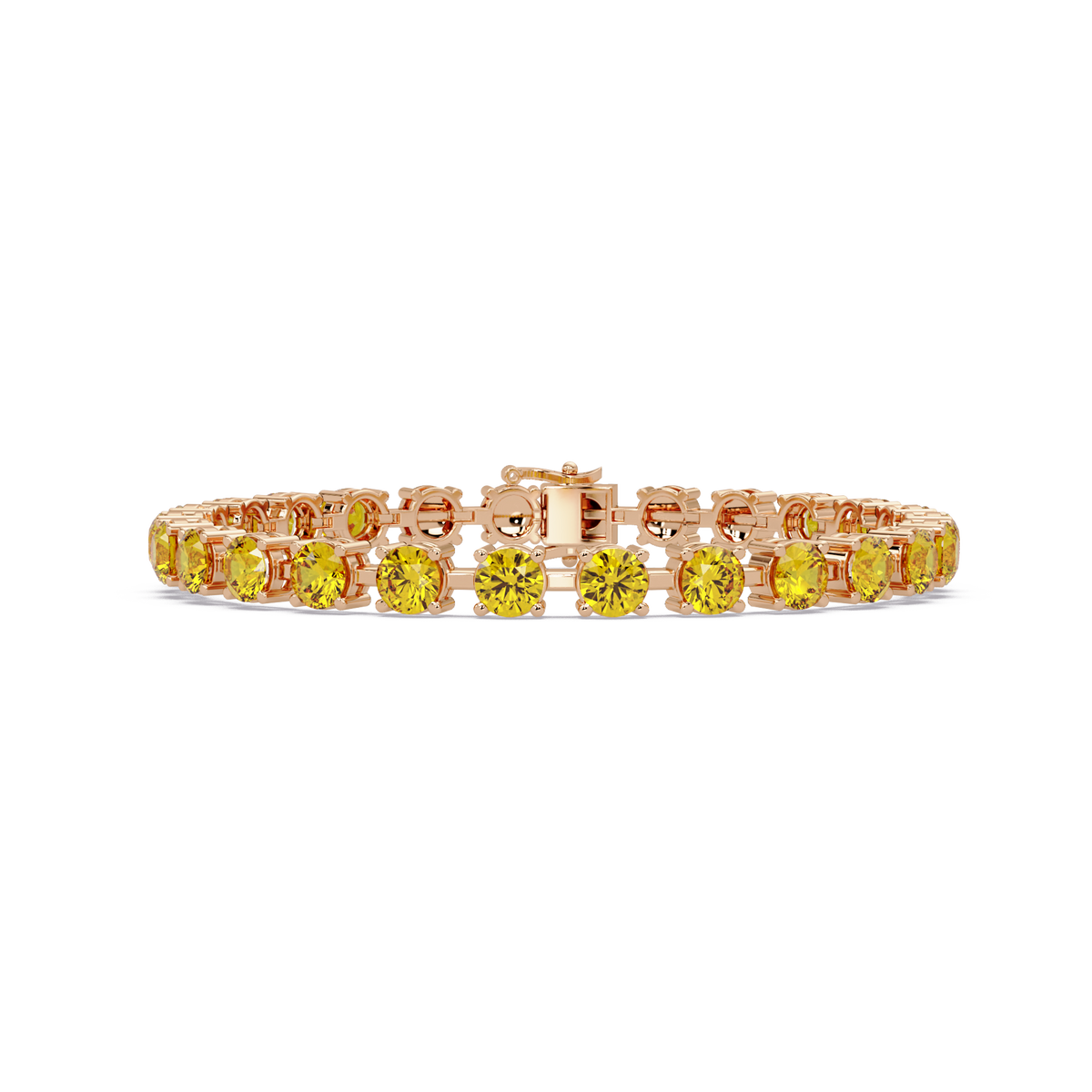 Classic round citrine yellow colorstone tennis bracelet in rose gold