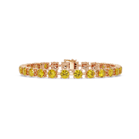 Classic round citrine yellow colorstone tennis bracelet in rose gold