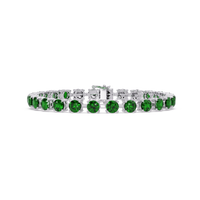 Classic round emerald green colorstone tennis bracelet in white gold