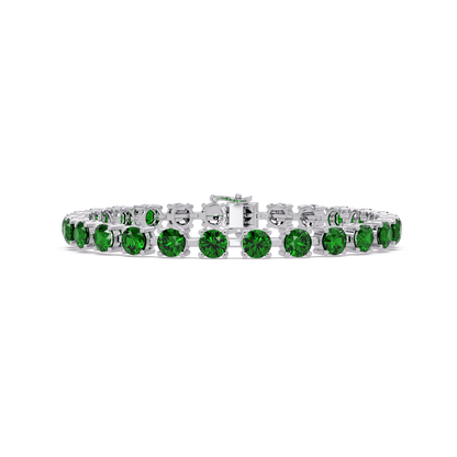 Classic round emerald green colorstone tennis bracelet in white gold