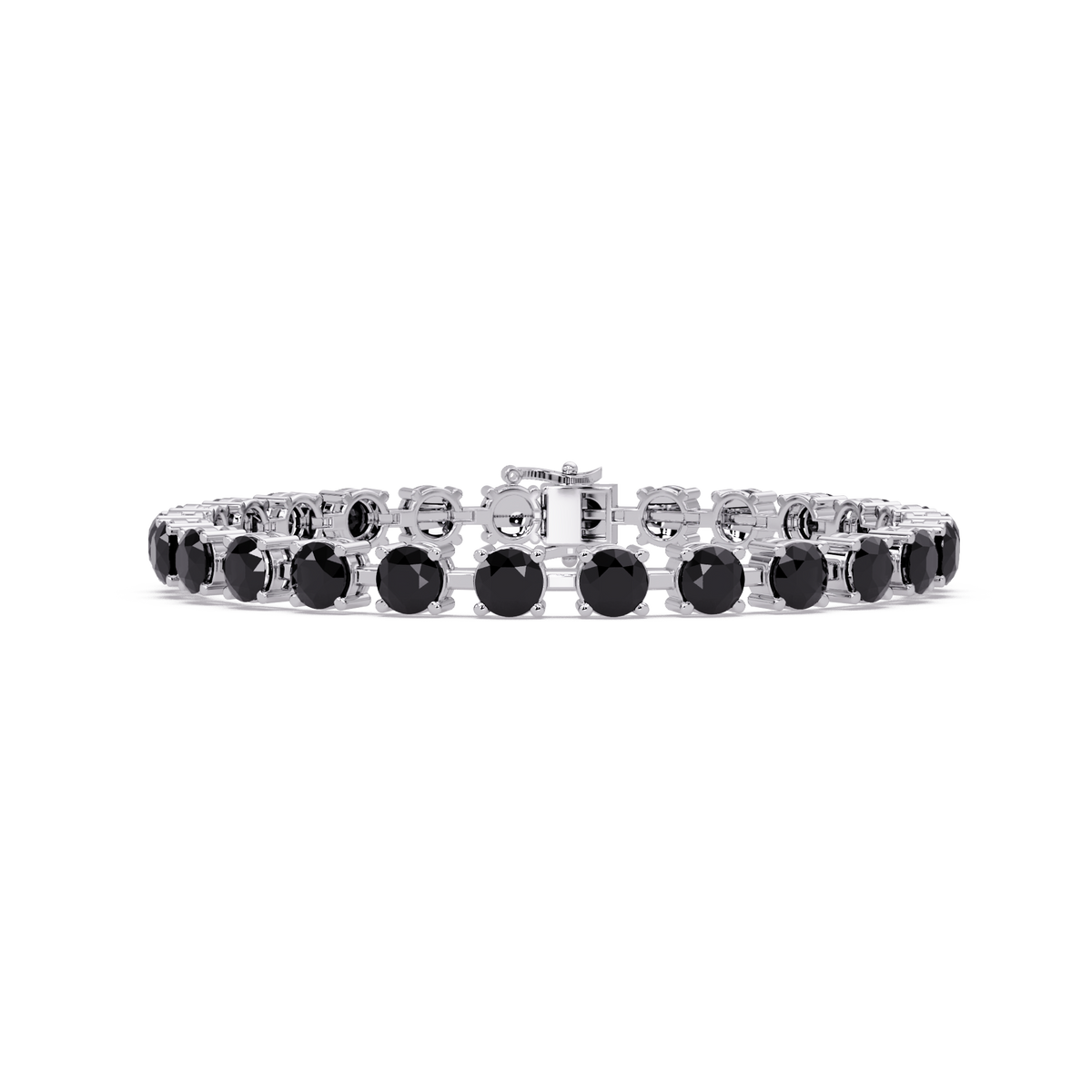 Classic round onyx colorstone tennis bracelet in white gold