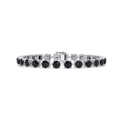 Classic round onyx colorstone tennis bracelet in white gold