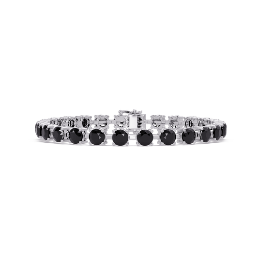 Classic round onyx colorstone tennis bracelet in white gold