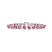 Classic round tourmaline pink colorstone tennis bracelet in white gold