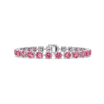 Classic round tourmaline pink colorstone tennis bracelet in white gold