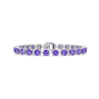 Classic round amethyst purple colorstone tennis bracelet in white gold