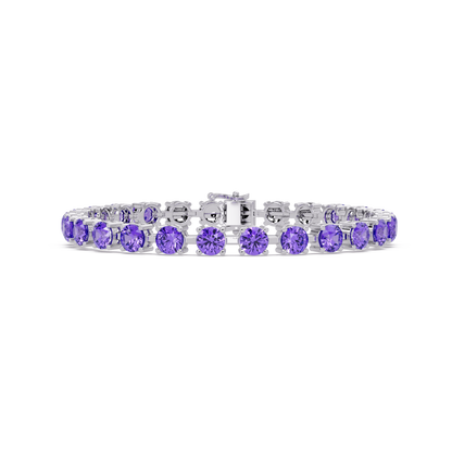 Classic round amethyst purple colorstone tennis bracelet in white gold
