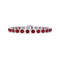 Classic round ruby red colorstone tennis bracelet in white gold