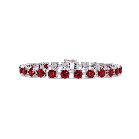 Classic round ruby red colorstone tennis bracelet in white gold