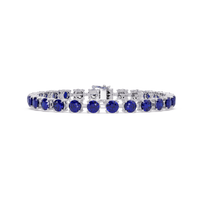 Classic round sapphire blue colorstone tennis bracelet in white gold