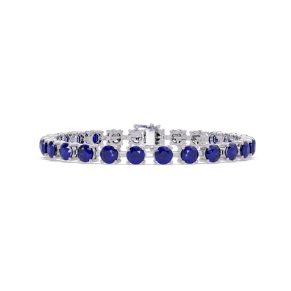 Classic round sapphire blue colorstone tennis bracelet in white gold