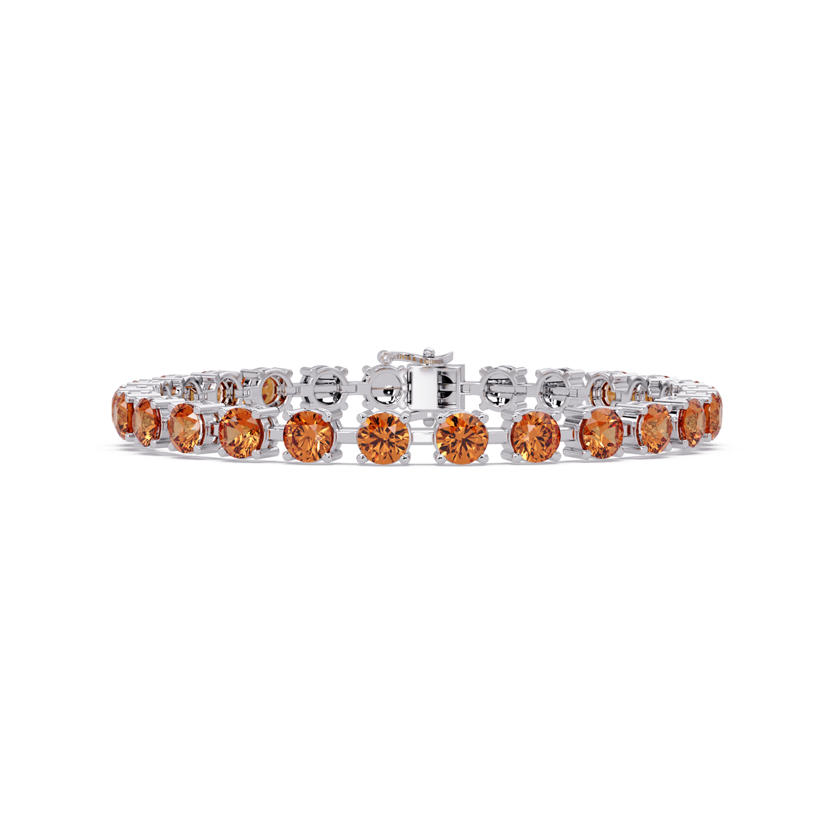 Classic round champagne topaz colorstone tennis bracelet in white gold