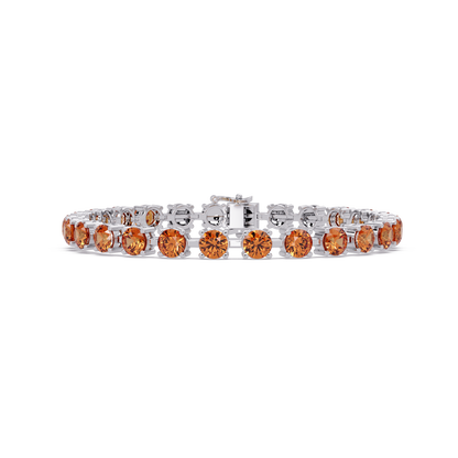 Classic round champagne topaz colorstone tennis bracelet in white gold