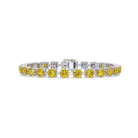 Classic round citrine yellow colorstone tennis bracelet in white gold