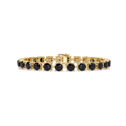 Classic round onyx colorstone tennis bracelet in yellow gold