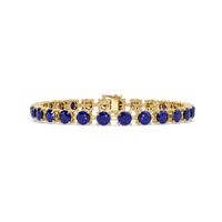Classic round sapphire blue colorstone tennis bracelet in yellow gold
