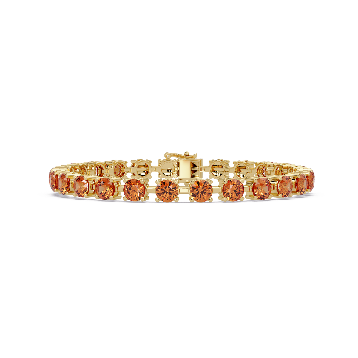 Classic round champagne topaz colorstone tennis bracelet in yellow gold
