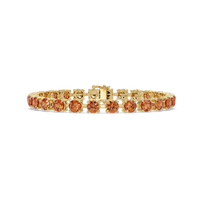 Classic round champagne topaz colorstone tennis bracelet in yellow gold