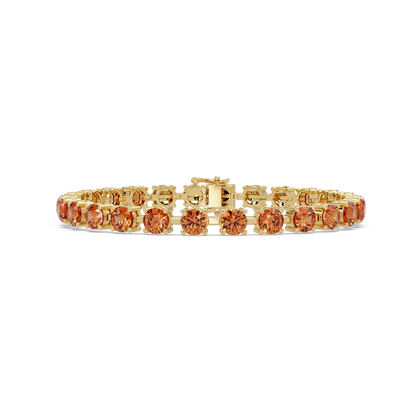 Classic round champagne topaz colorstone tennis bracelet in yellow gold