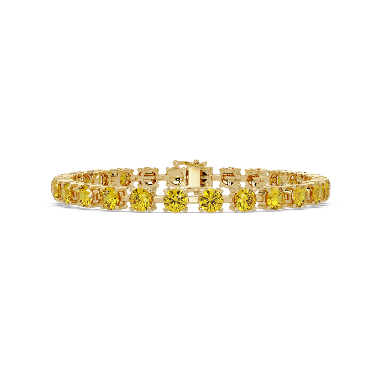 Classic round citrine yellow colorstone tennis bracelet in yellow gold