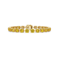 Classic round citrine yellow colorstone tennis bracelet in yellow gold
