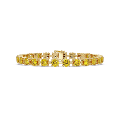 Classic round citrine yellow colorstone tennis bracelet in yellow gold