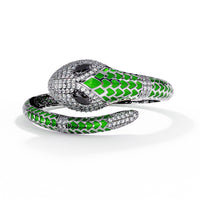 Green enamel serpent colorstone wrap bangle angled view